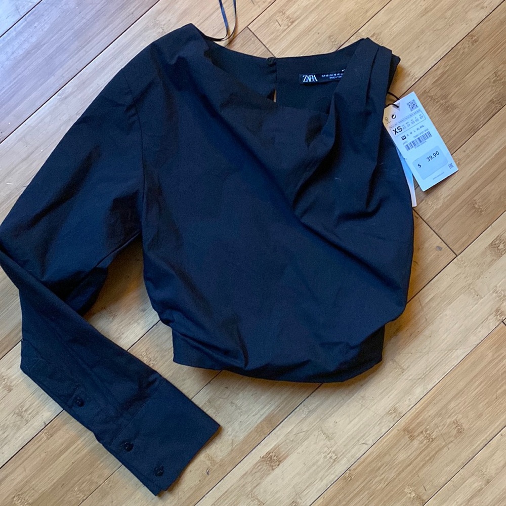 Zara NWT one sleeved top black size xs
